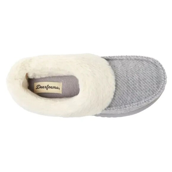Dearfoams Women’s  Memory Foam Indoor/Outdoor Slippers, Gray, S (5-6) - Picture 5 of 8